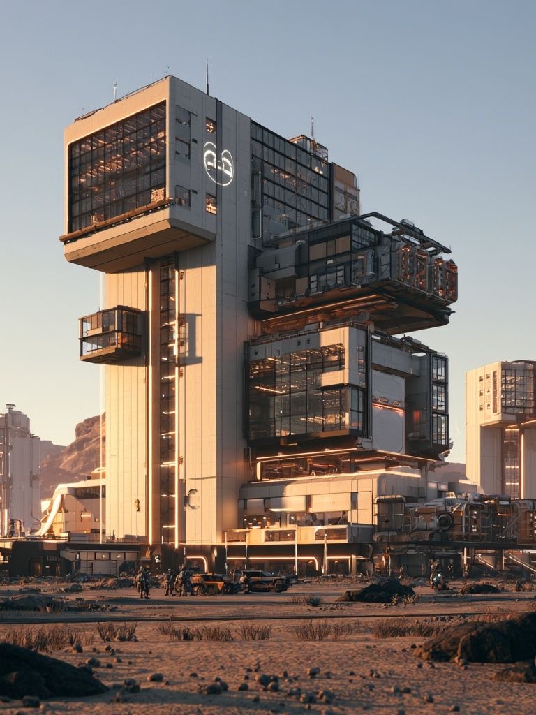 Futuristic Desert Tower — Sci-Fi Print. poster detail
