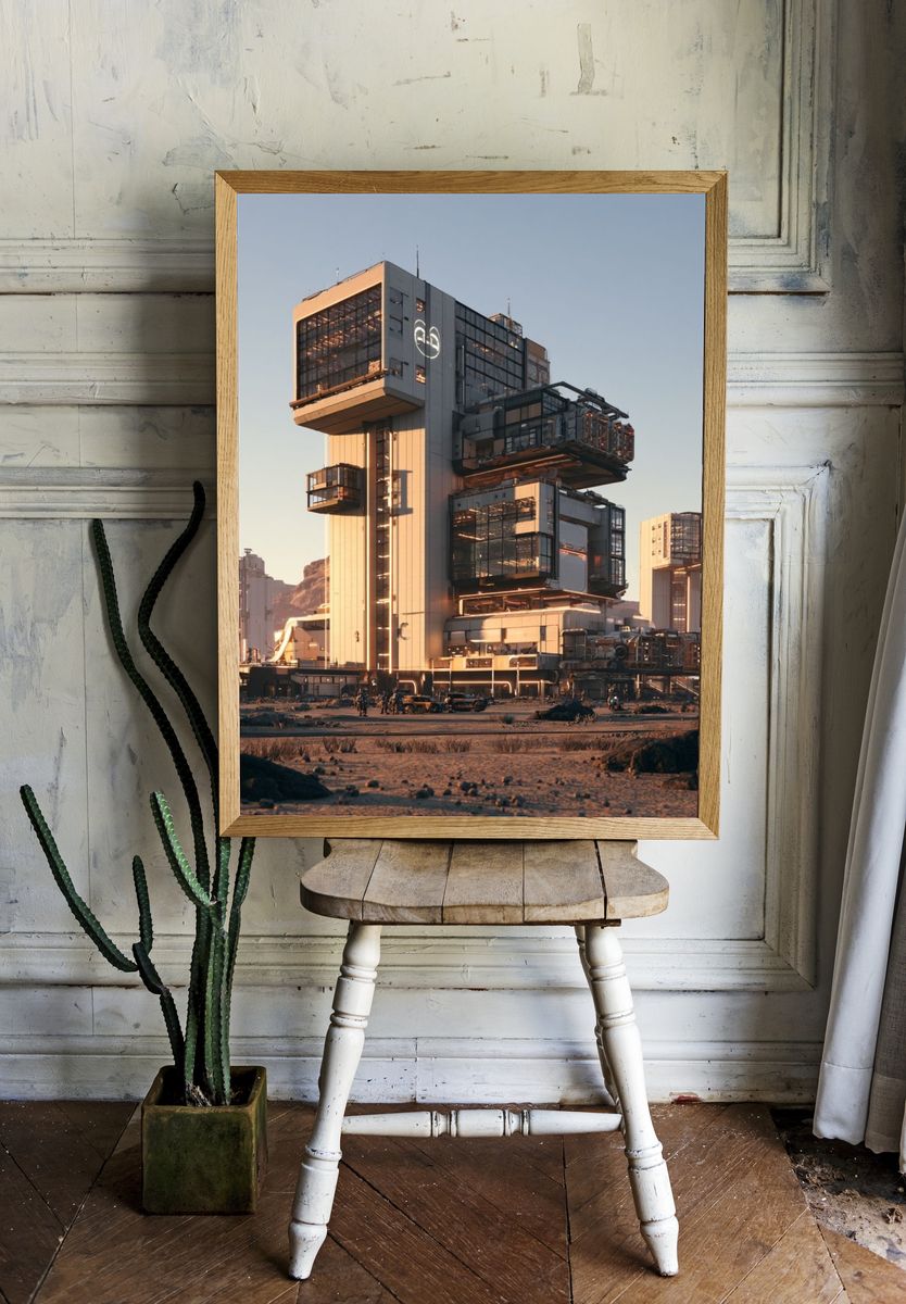 Futuristic Desert Tower — Sci-Fi Print. — room view 1