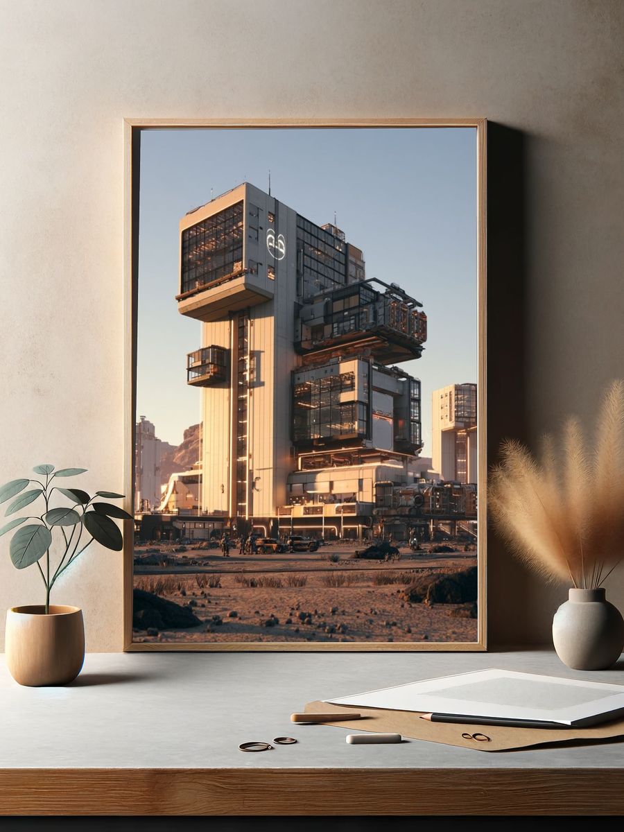 Futuristic Desert Tower — Sci-Fi Print. — room view 2