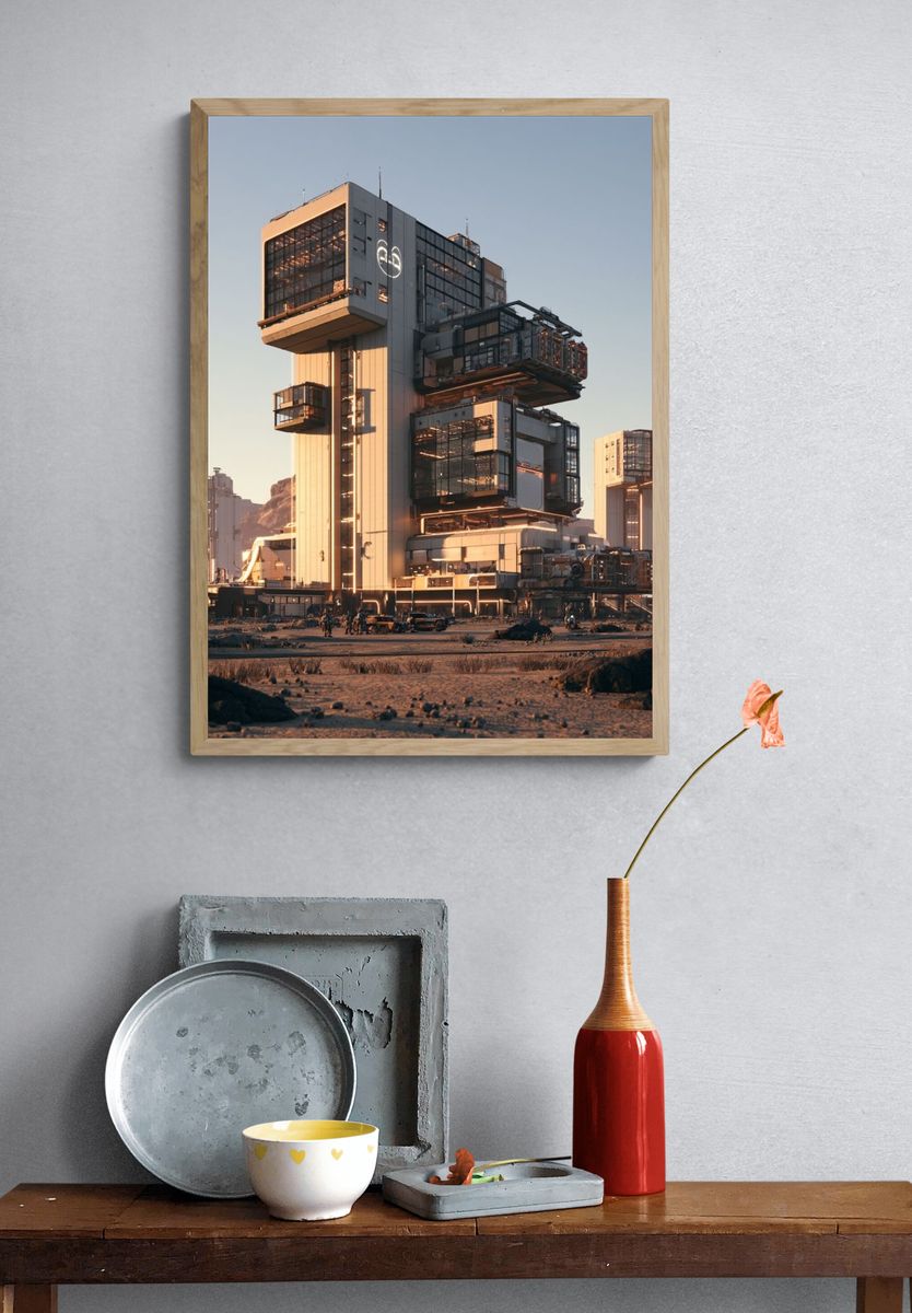 Futuristic Desert Tower — Sci-Fi Print. — room view 3