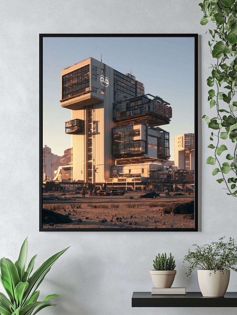Futuristic Desert Tower — Sci-Fi Print. — room view 4