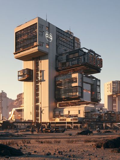 Futuristic Desert Tower — Sci-Fi Print. poster