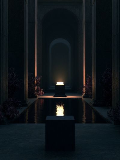 Candlelit Courtyard Minimalist Print. poster