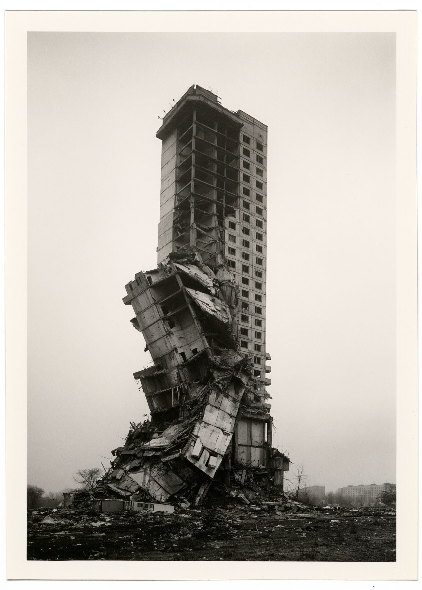 Collapsed Tower Black-White Poster. poster — architecture art