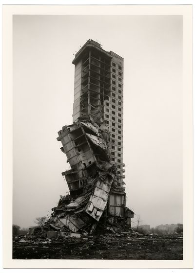 Collapsed Tower Black-White Poster.