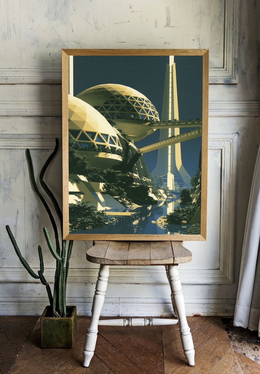 Futurist Cityscape Architecture Poster. — room view 1