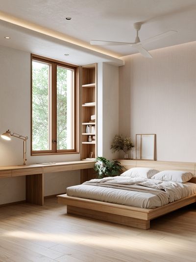 Japandi Bedroom Interior Print.