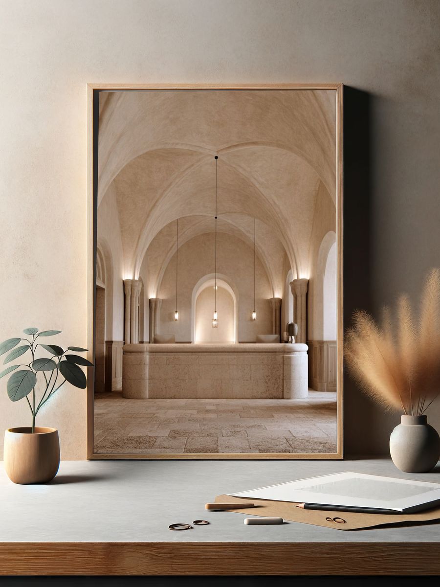Arched Stone Interior Photography Poster. — room view 2