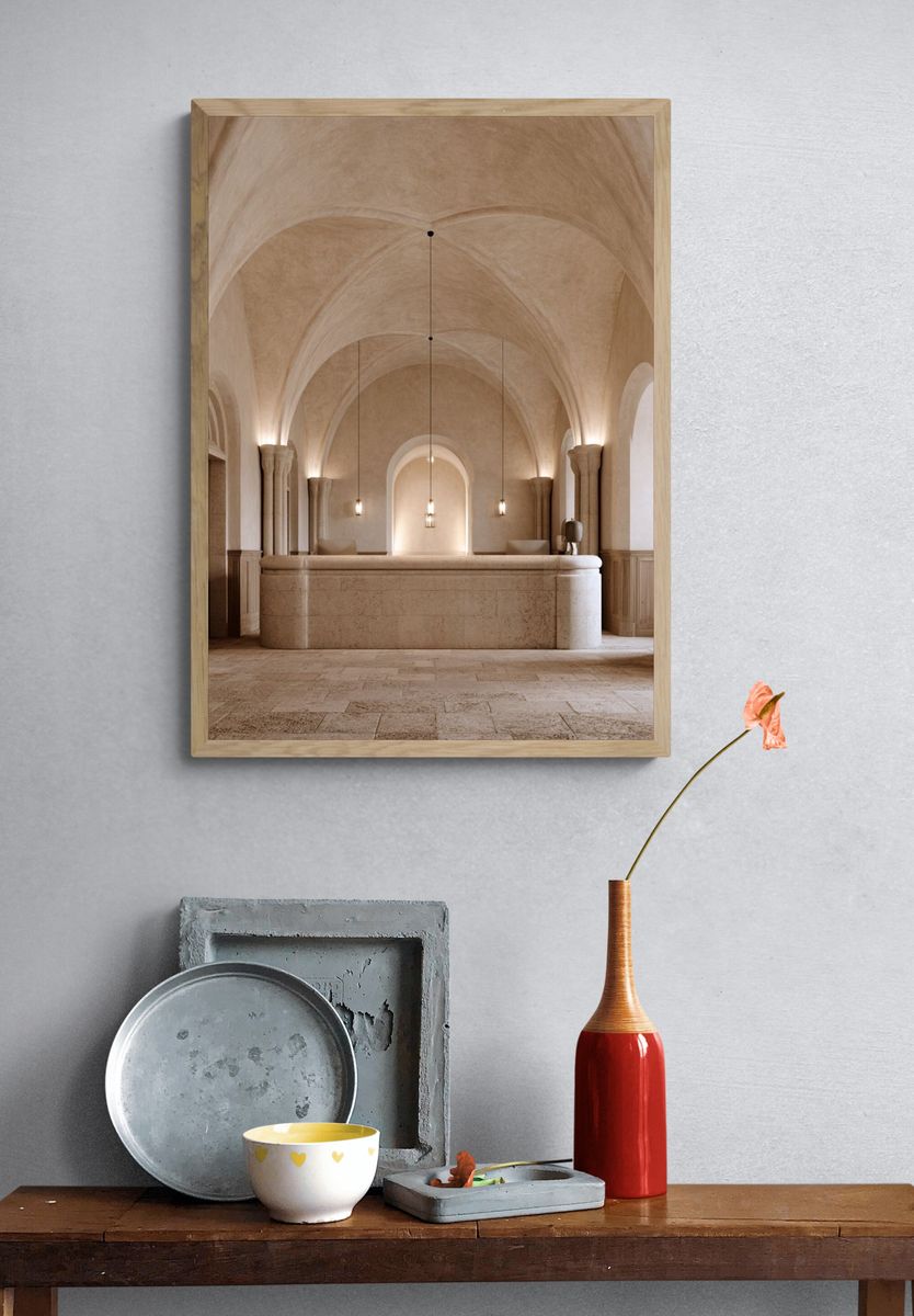 Arched Stone Interior Photography Poster. — room view 3