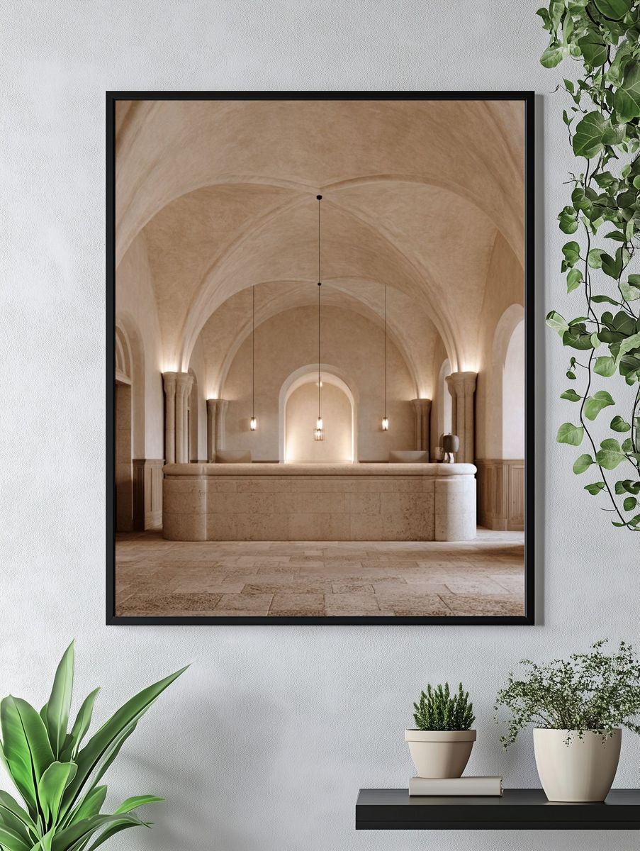 Arched Stone Interior Photography Poster. — room view 4