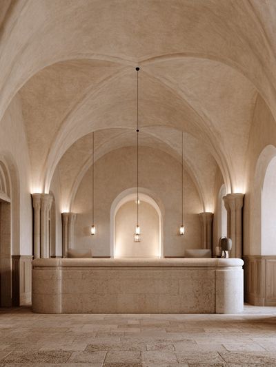 Arched Stone Interior Photography Poster. poster