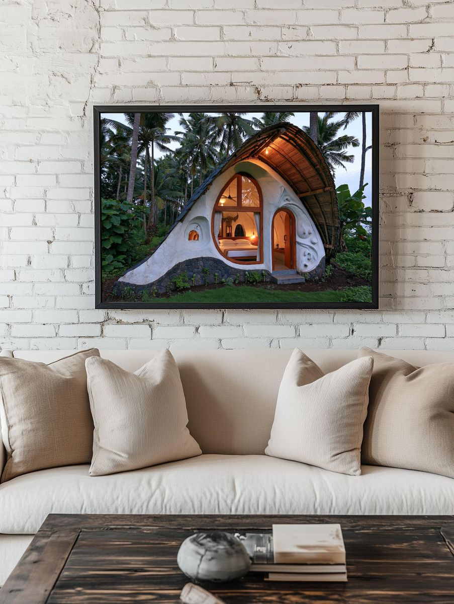 Tropical Eco Cottage Photography Poster. — room view 1