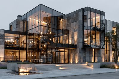 Modern Glass Mansion Architecture Print. poster