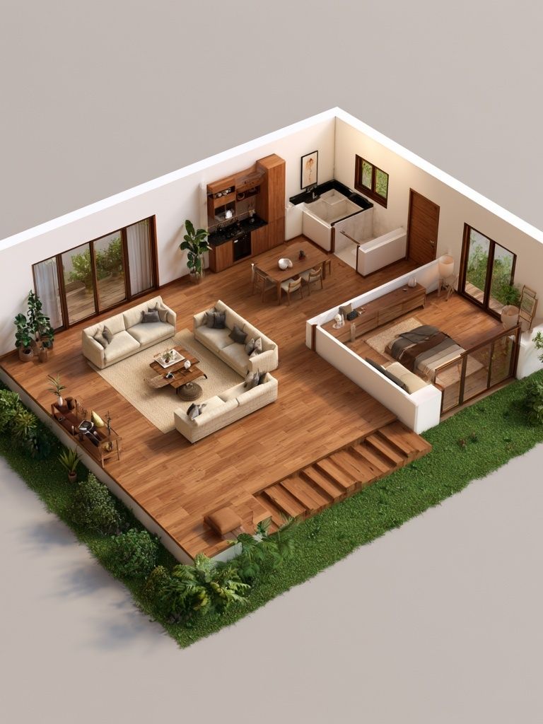 Modern Interior Cutaway Architecture Print. poster detail