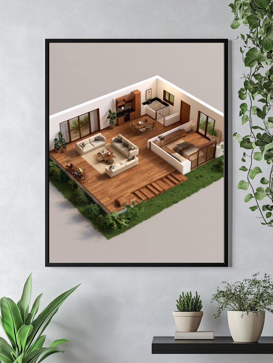 Modern Interior Cutaway Architecture Print. — room view 4