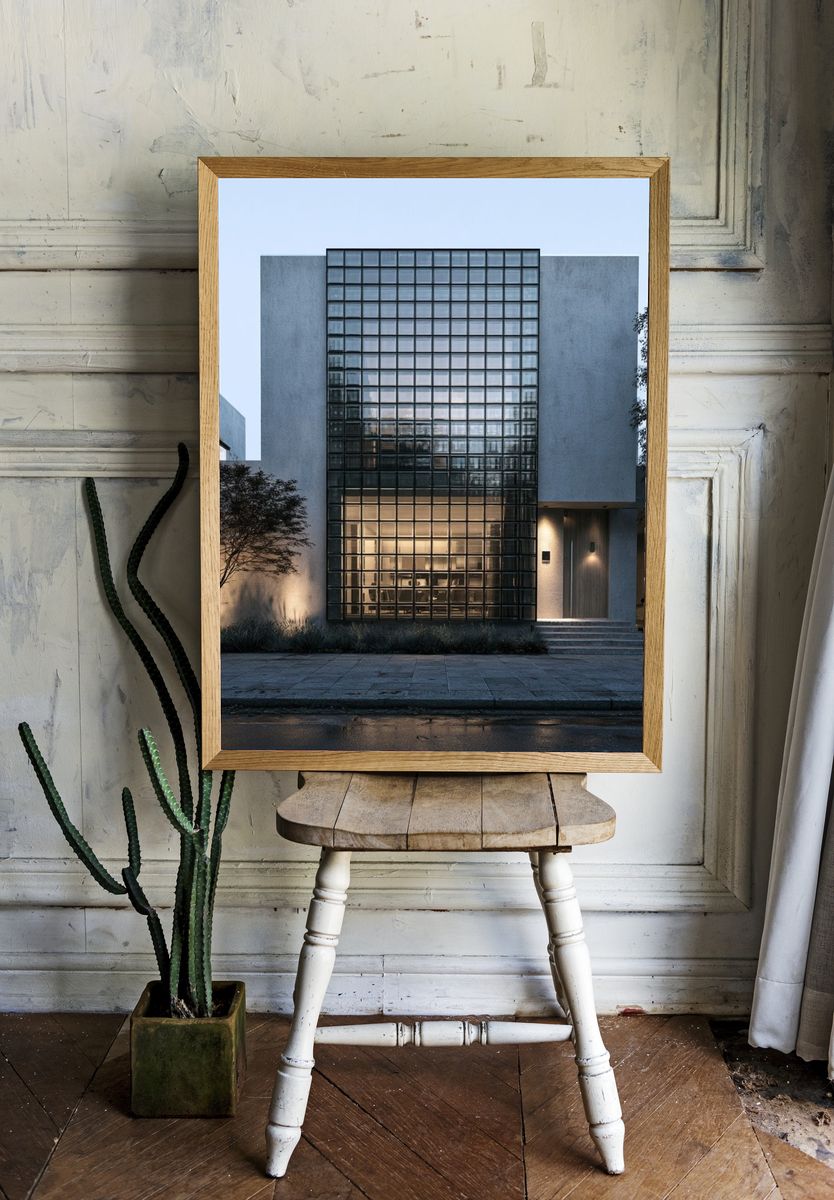 Modern Glass Facade Architecture Poster. — room view 1