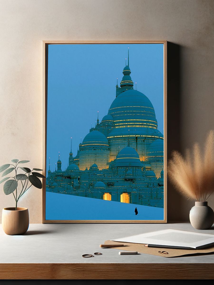 Futuristic Dome Cityscape Photography Poster. — room view 2