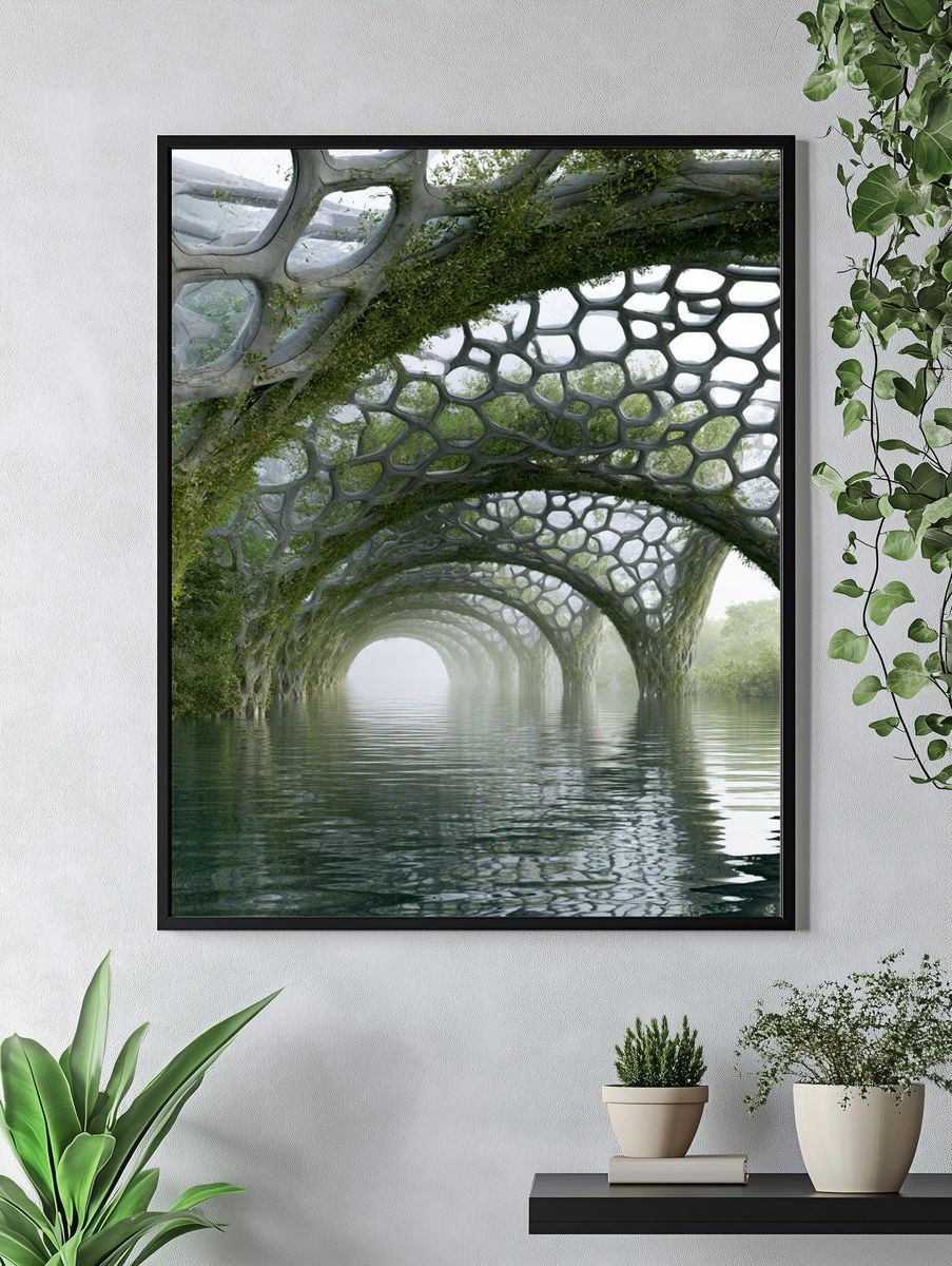 Futuristic Green Archway Poster. — room view 4