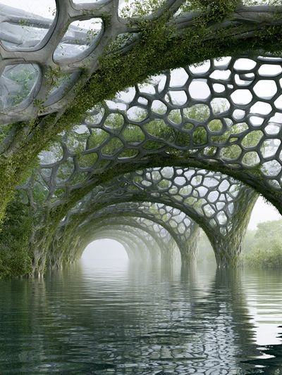 Futuristic Green Archway Poster. poster