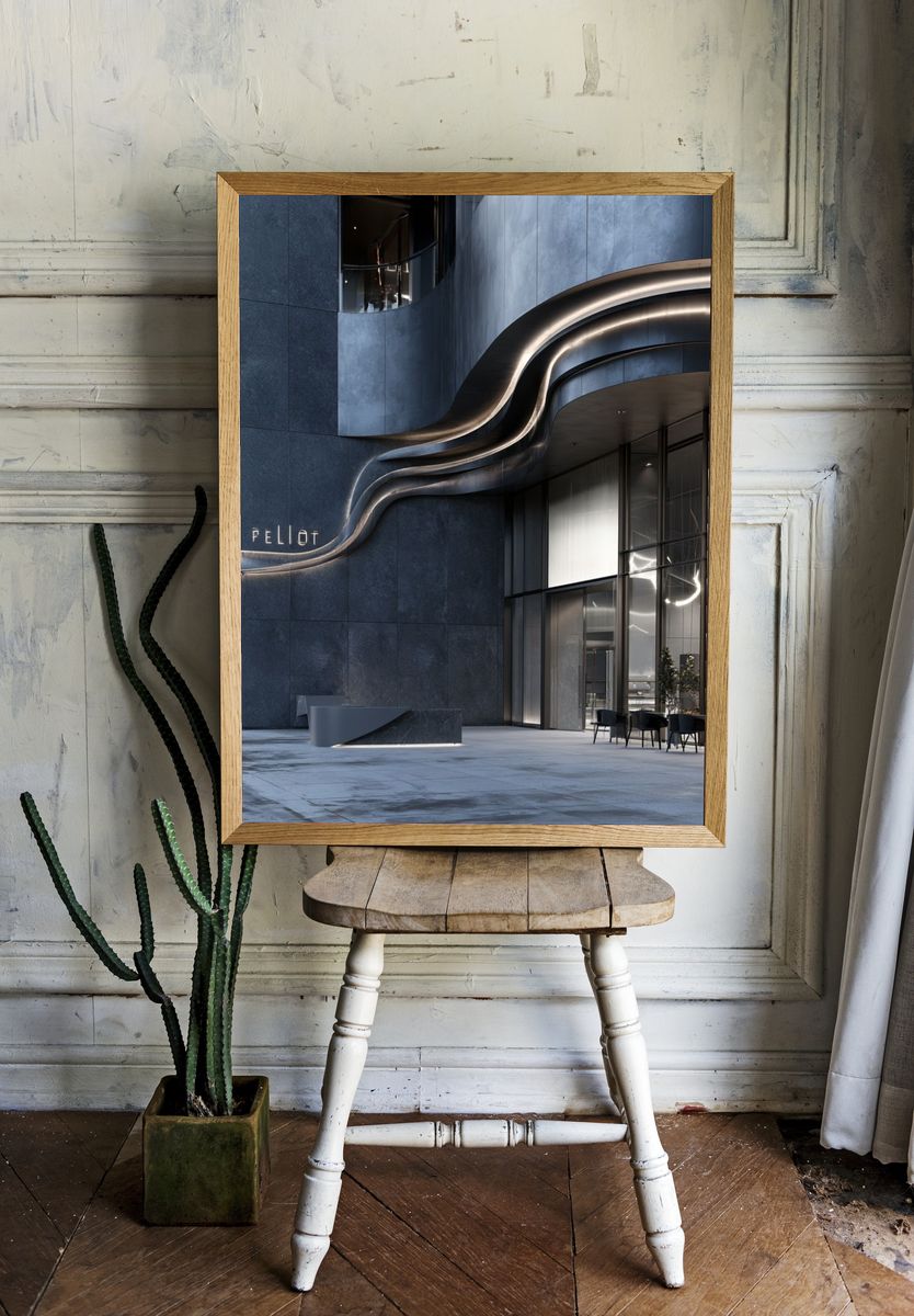 Modern Curved Facade Architecture Poster. room preview