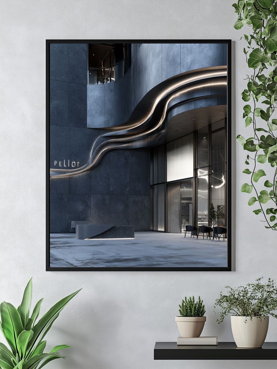 Modern Curved Facade Architecture Poster. — room view 4