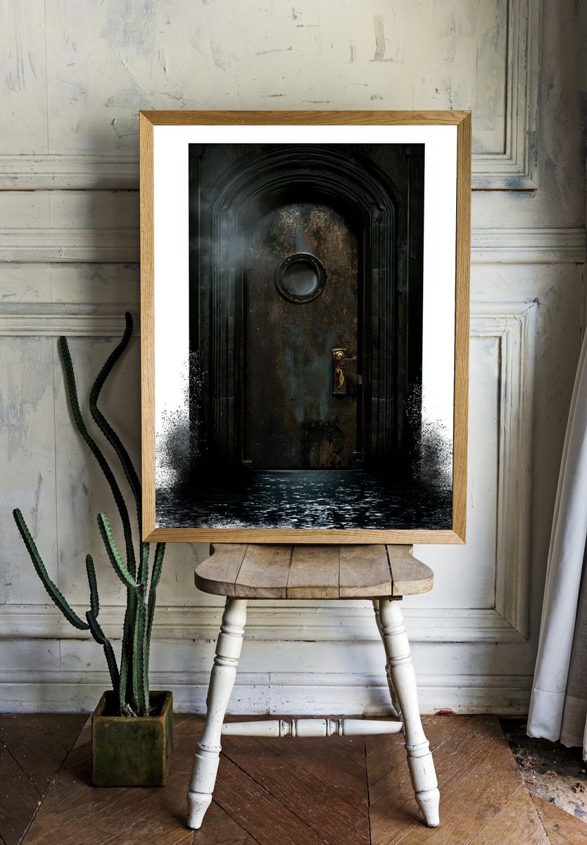 Mysterious Rusted Door Photography Poster. — room view 1