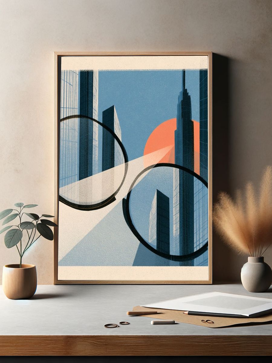 City Skyline Geometric Poster. — room view 2