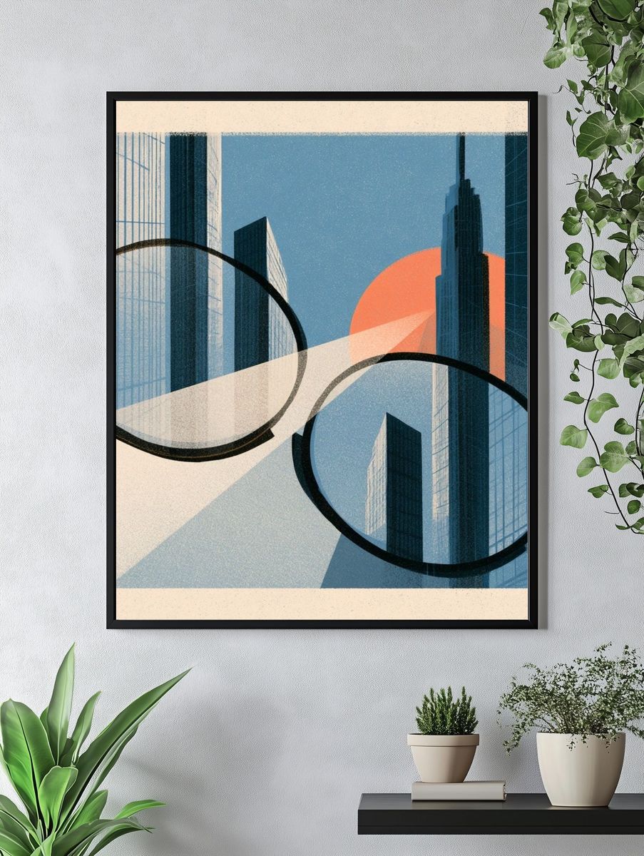 City Skyline Geometric Poster. — room view 4