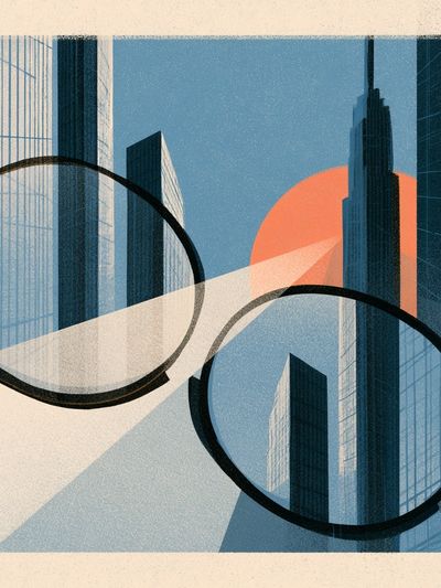 City Skyline Geometric Poster.