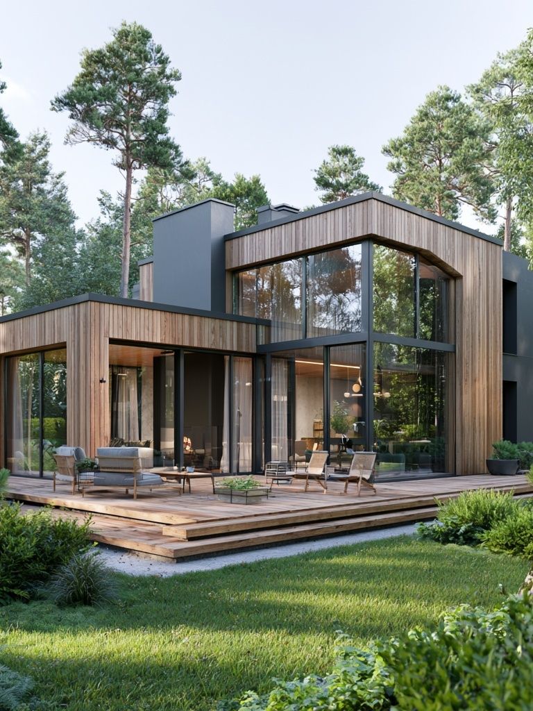 Modern Forest House Photography Poster. poster detail