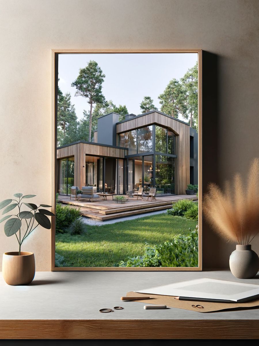 Modern Forest House Photography Poster. — room view 2
