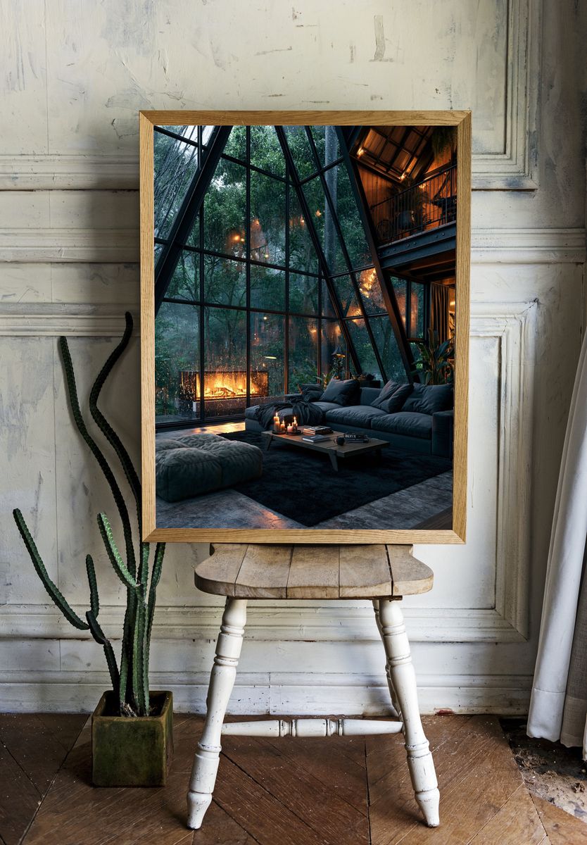 Glass Cabin Forest Interior Poster. room preview