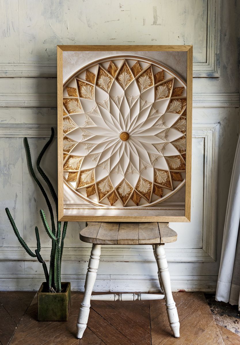 Golden Mandala Ceiling Poster. — room view 1