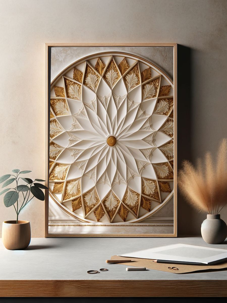 Golden Mandala Ceiling Poster. — room view 2