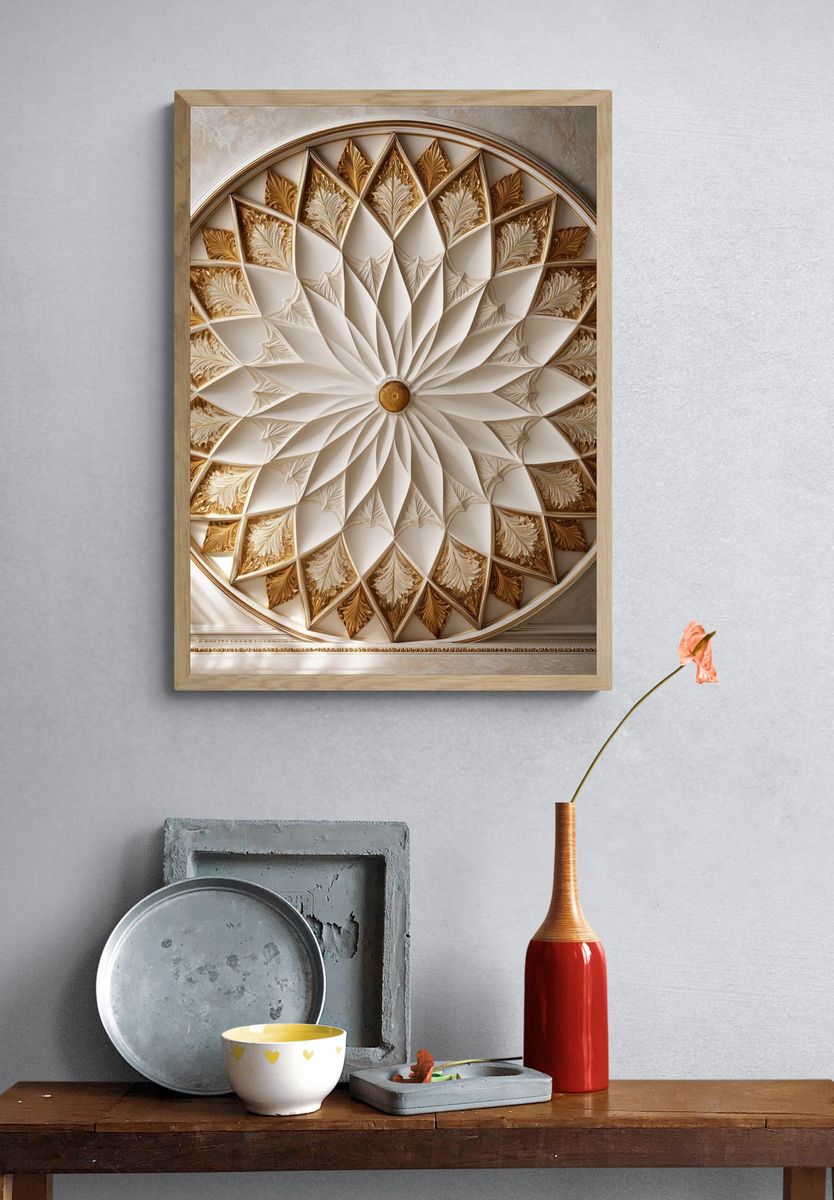 Golden Mandala Ceiling Poster. — room view 3