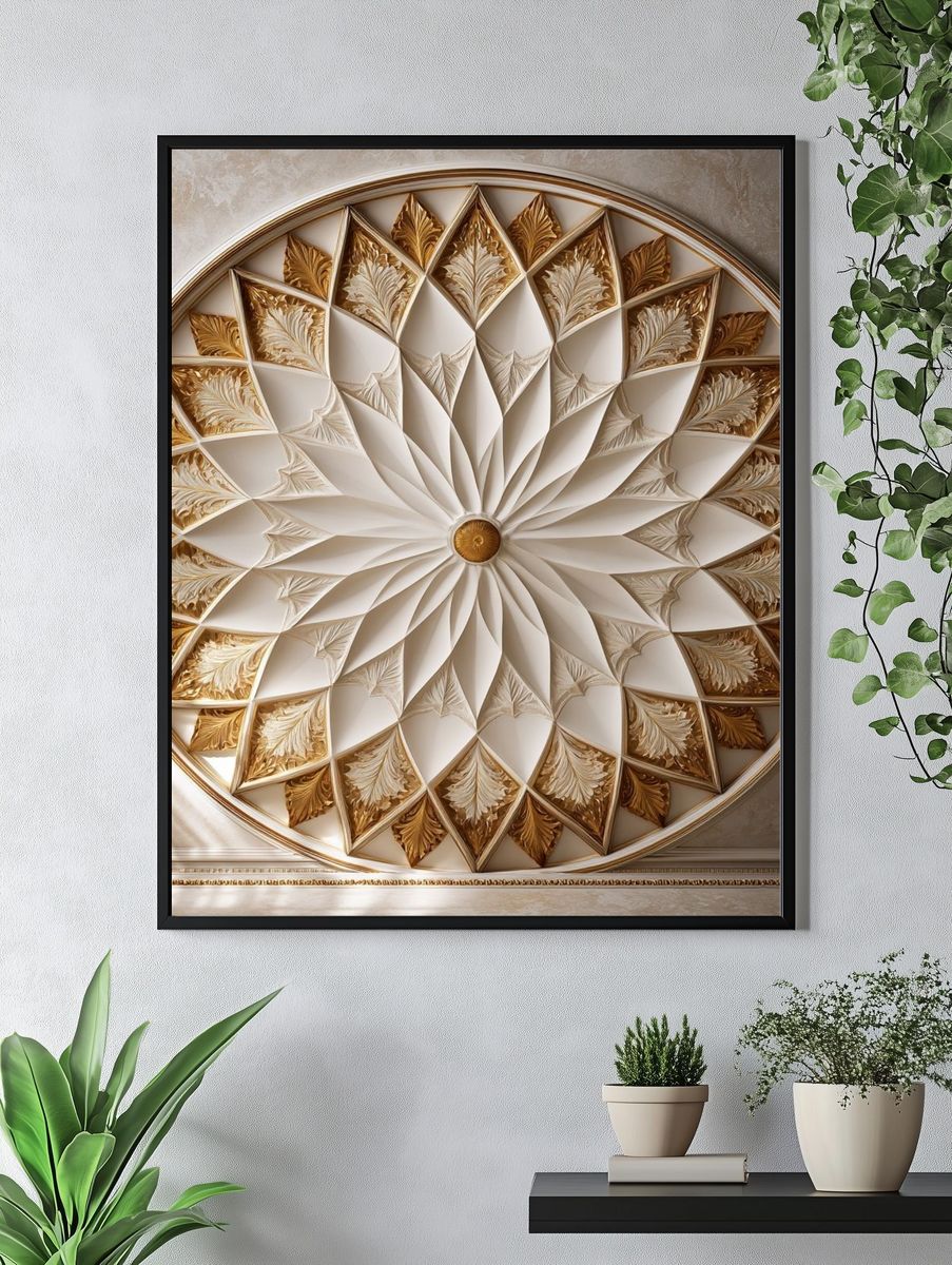 Golden Mandala Ceiling Poster. — room view 4