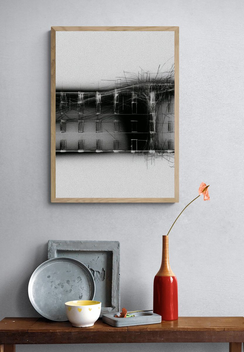 Monochrome Architectural Sketch Poster. — room view 3
