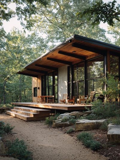 Modern Forest Cabin Photography Poster.