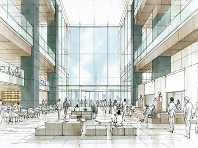 Modern Atrium Interior Illustration Poster. poster