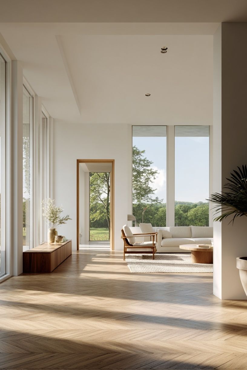 Sunlit Minimalist Living Room Poster. poster — architecture art