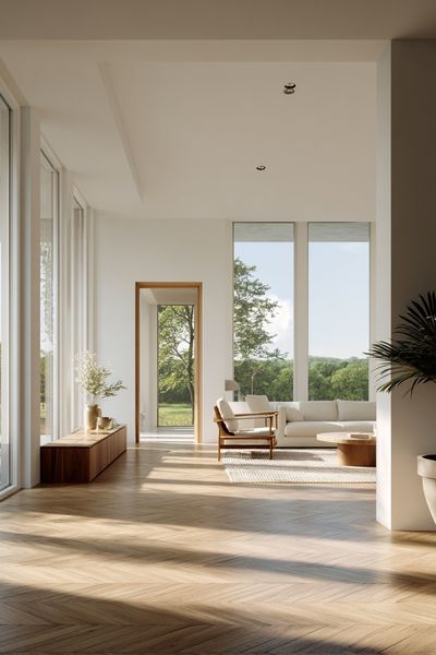 Sunlit Minimalist Living Room Poster. poster