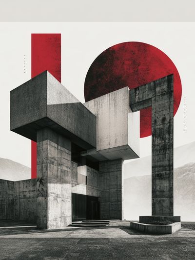 Brutalist Concrete Geometry Poster. poster
