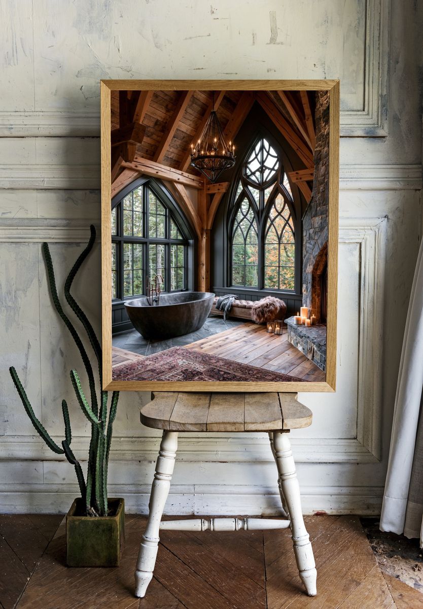 Rustic Gothic Bath Interior Poster. room preview