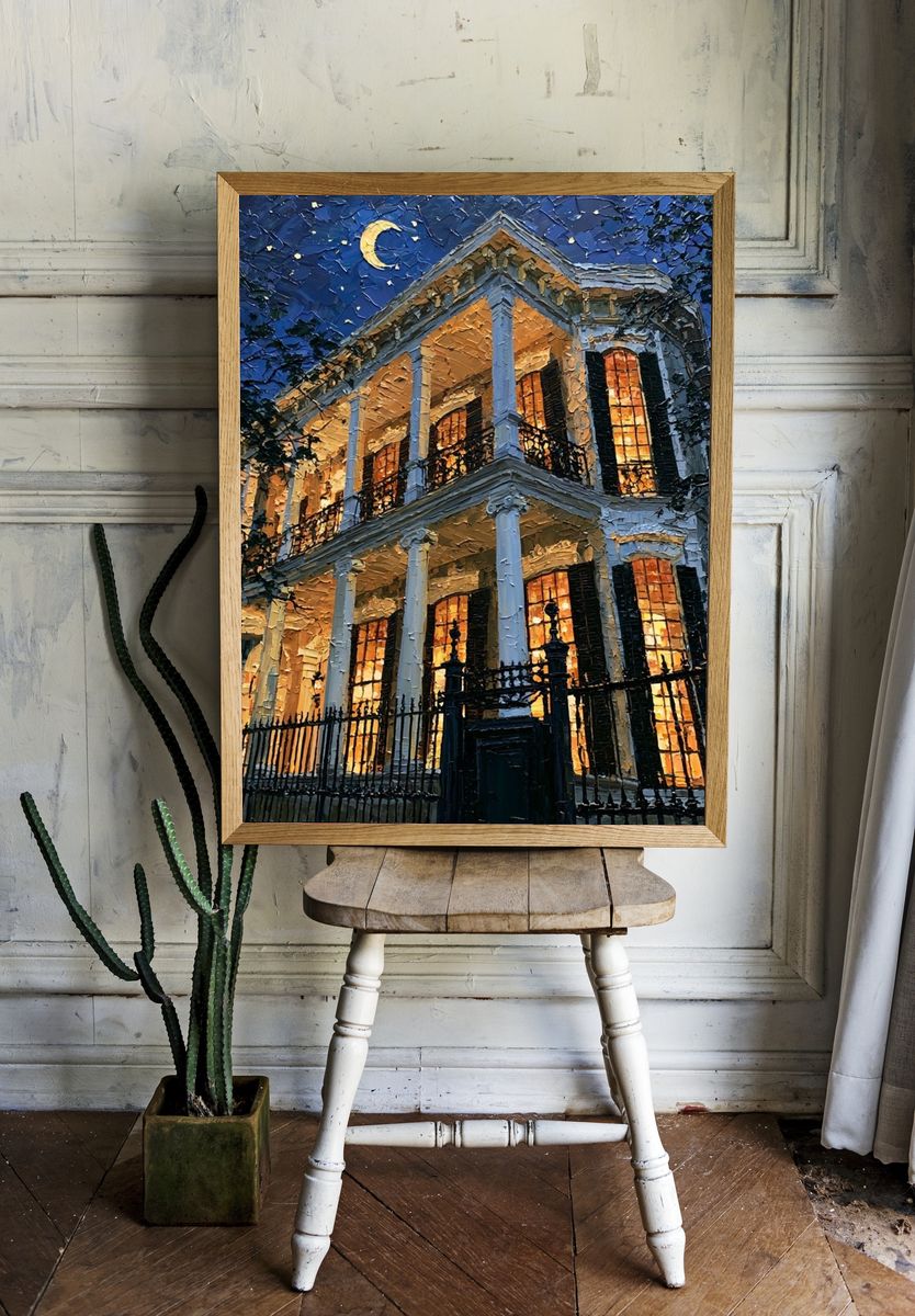 Moonlit Southern Mansion Poster. — room view 1