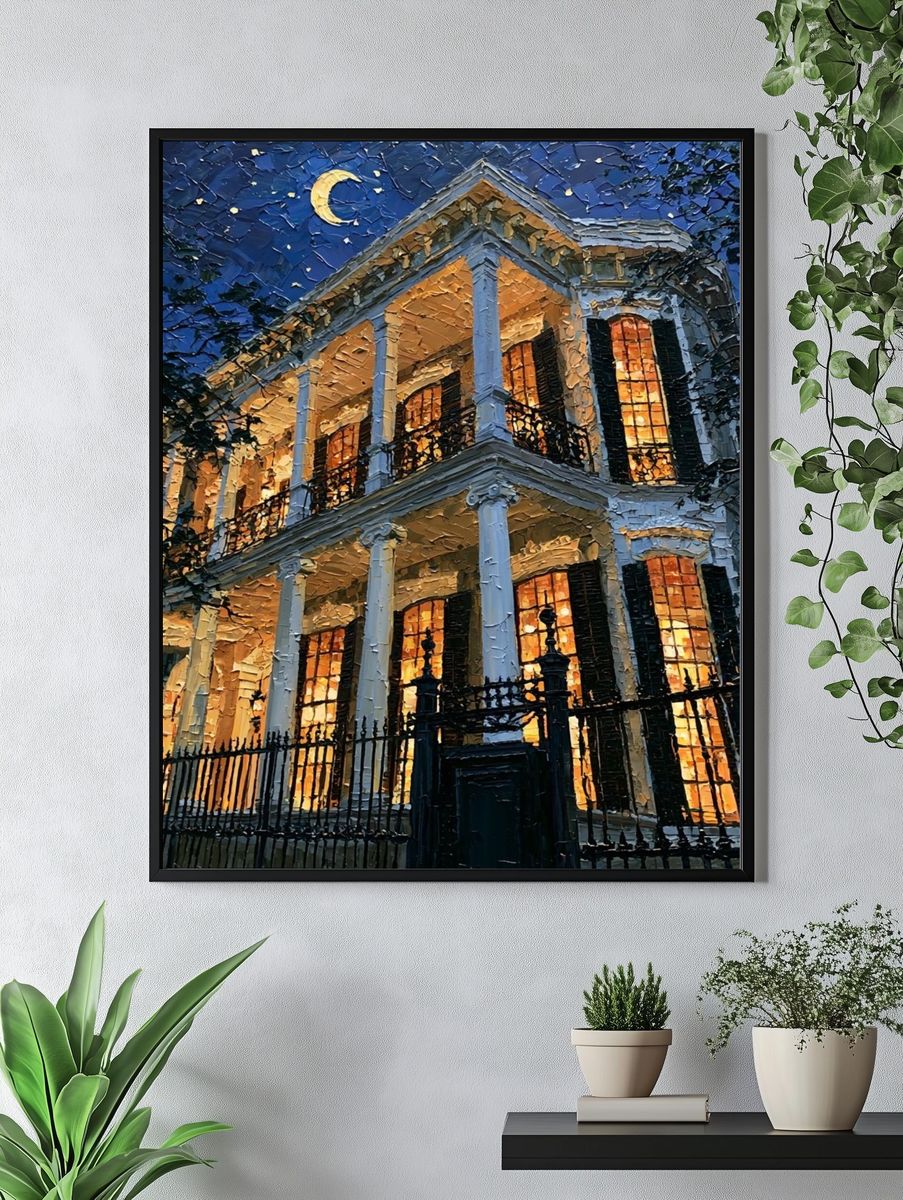 Moonlit Southern Mansion Poster. — room view 4
