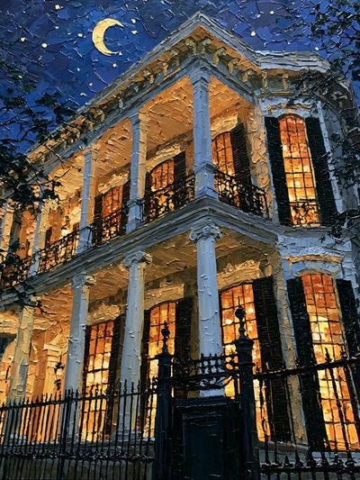 Moonlit Southern Mansion Poster. poster