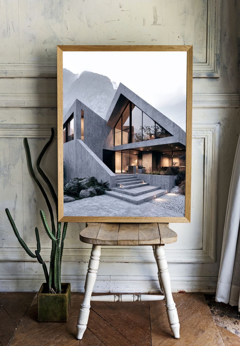 Modern Mountain House Architecture Poster. — room view 1