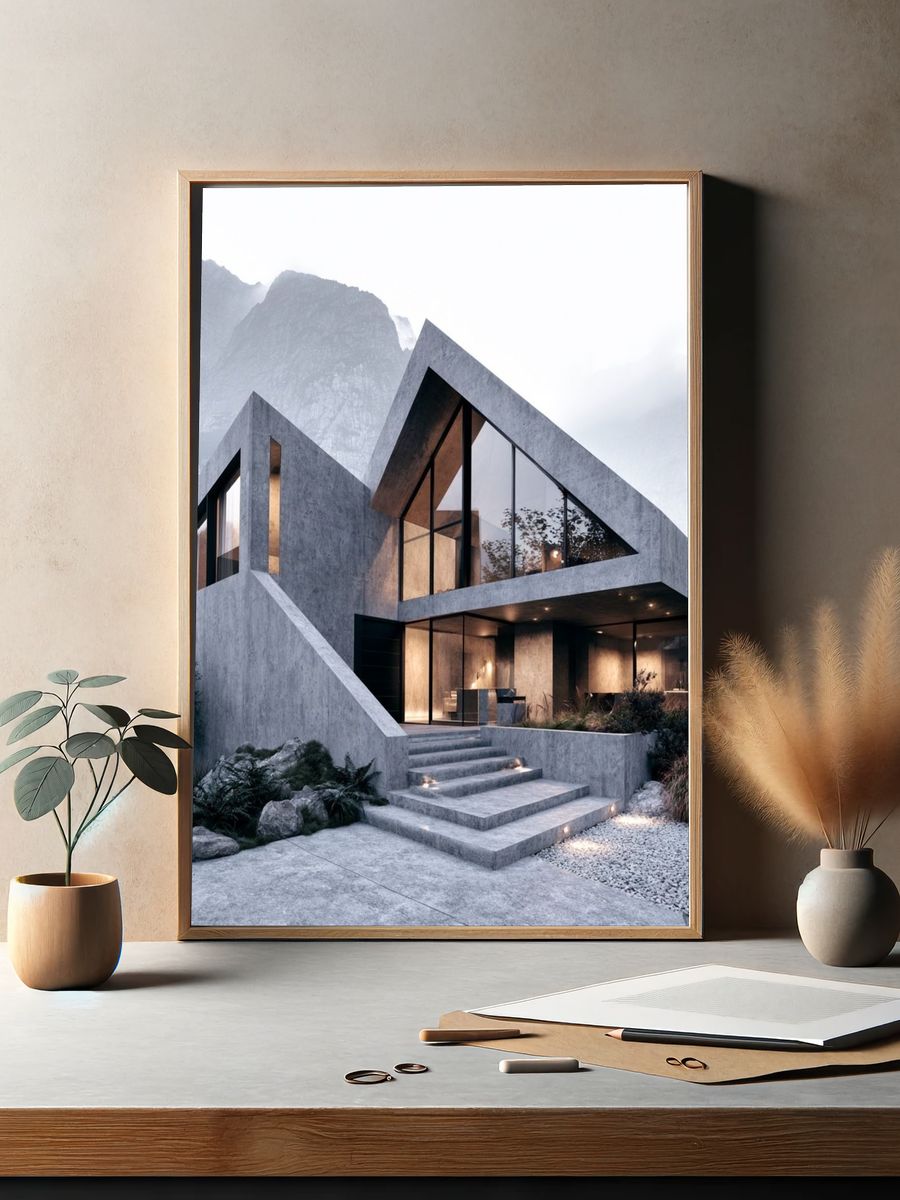 Modern Mountain House Architecture Poster. — room view 2