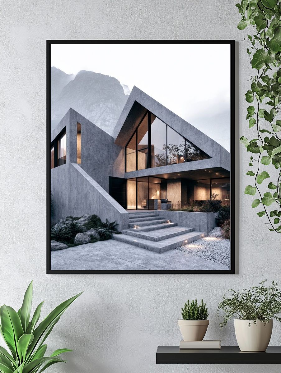 Modern Mountain House Architecture Poster. — room view 4