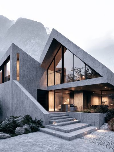 Modern Mountain House Architecture Poster. poster